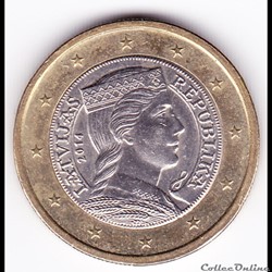 Pièce 1 €. Milda, l'allégorie de la Lettonie.