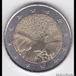 Pièce 2 euros. 70e anniversaire de la fin de la Seconde Guerre mondiale