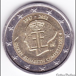 Pièce 2 euros. 75e anniversaire du Concours musical international Reine Élisabeth de Belgique