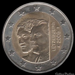 Pièce 2 euros. 90ième anniversaire de l'accession au trône de la Grande-Duchesse Charlotte