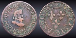 CGKL 202.A - Henri IV - Double tournois 1607 D Lyon