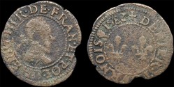 CGKL 114.B - Henri III - Denier tournois 1582 B Rouen