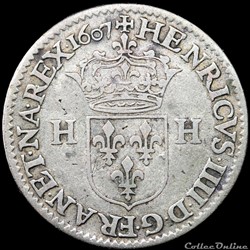Henri IV (1589-1610) - Piéfort double du Douzain aux deux H - 1607 A