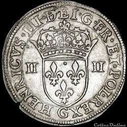 Henri III (1574-1589) - Quart d'écu - 1587 G Poitiers