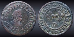 CGKL 256 - Henri IV - Denier tournois hybride 1607 au type du Dauphiné et de Lyon
