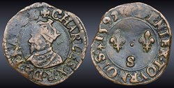 CGKL 152 - Charles X - Denier tournois 1592 S Troyes