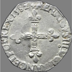 Henri III - Quart d'écu, croix de face - 1582 "9" Rennes