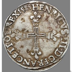 Henri III - Quart d'écu, croix de face - 1583 C Saint-Lô