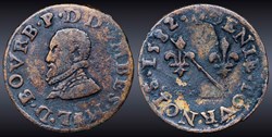 CGKL 718 - Dombes - Louis II de Bourbon-Montpensier (1560-1582) - Denier tournois 1582