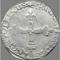 Henri III - Quart d'écu, croix de face - 1580 "9" Rennes