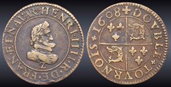 CGKL 250 - Henri IV - Double tournois 1608 Z Dauphiné