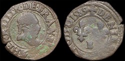 CGKL 114.E - Henri III - Denier tournois 1589 B Rouen