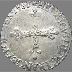 Henri III - Quart d'écu, croix de face - 1581 "9" Rennes
