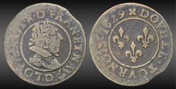 CGKL 348 - Louis XIII - Double tournois 1629 D Lyon