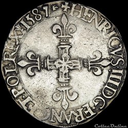 Henri III (1574-1589) - Quart d'écu - 1587 H La Rochelle