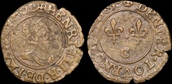 CGKL 122 - Henri III - Denier tournois 1589 C Saint-Lô