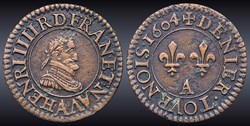CGKL 224 - Henri IV - Denier tournois 1604 A Paris