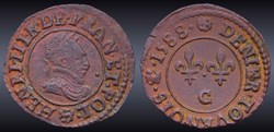 CGKL 122 - Henri III - Denier tournois 1588 C Saint-Lô