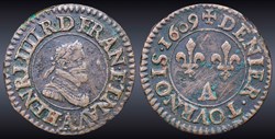CGKL 224 - Henri IV - Denier tournois 1609 A Paris