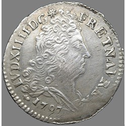Louis XIV - Dix sols aux insignes - 1707 H La Rochelle