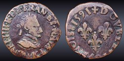 CGKL 160 - Henri IV - Double tournois 1591 K Bordeaux
