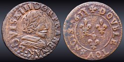 CGKL 292 - Louis XIII - Double tournois 1637 K Bordeaux