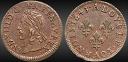 CGKL 516 - Louis XIII - Double tournois type Warin 1643 A Corbeil