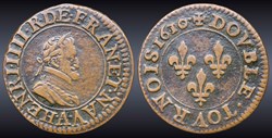 CGKL 222 - Henri IV - Double tournois 1610/1609 A Paris
