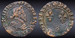 CGKL 186 - Henri IV - Denier tournois 1593 B Dieppe