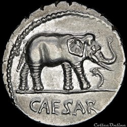 Jules César (-100/-44) - Denier - R/ Instruments pontificaux