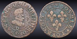 CGKL 202.B - Henri IV - Double tournois 1607 D Lyon