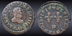 CGKL 206.A - Henri IV - Denier tournois 1610 D Lyon