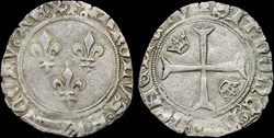 Charles VII (1422-1461) - Petit blanc "aux trois lis" - Crémieu