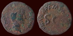 CAESAR AVGVST PONT MAX TRIBVNIC POT / M. SALVIVS. OTHO. III. VIR. A. A. A. F. F./ S . C