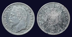 1 franc Napoléon III, tête laurée 1867