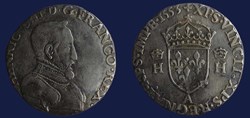 HENRICVS. II. D.G. FRANCO REX / + XPS. VINCIT. XPS. REGNAT. XPS. IMP. 1553