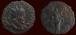 IMP C VICTORINVS P F AVG / SALUS AVG