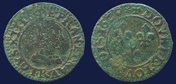 .LOYS. XIII. R. DE. FRAN. ET. NAV. - R / + DOVBLE. TOVRNOIS. 16Z0