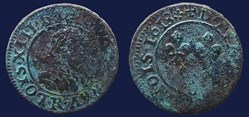 .LOYS. XIII. R. DE. FRAN. ET. NAV. - R / + DOVBLE. TOVRNOIS. 1618
