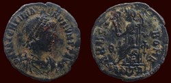 D N VALENTINIANVS IVN P F AVG / VRBS ROMA