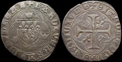 1422-1461 Charles VII, Blanc à la couronne, Bourges, 1ère émission