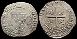 1461-1483 Louis XI, Blanc à la couronne, Bourges, 2ème émission