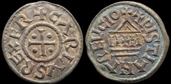 840-877 Charles le Chauve, denier à la légende chrétienne