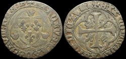 1422-1461 Charles VII, Blanc à la couronne, Bourges, 1ère émission