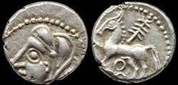 Bituriges Cubes, denier (quinaire) au rameau et aux trois annelets