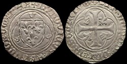 1461-1483 Louis XI, Blanc à la couronne, Tours, 1ère émission