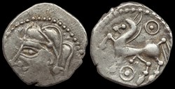 Bituriges Cubes, denier (quinaire) aux deux annelets pointés