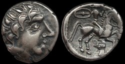 Pictons / Bituriges / Carnutes - centre-ouest, Incertaines, drachme au cavalier et à la main