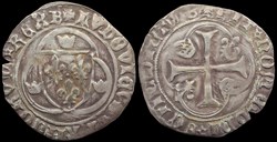 1461-1483 Louis XI, Blanc à la couronne, Bourges, 1ère émission