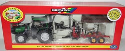 Britains 09461 - Set tracteur Valtra Valmet 115 Forest + remorque porte grumes - Ok
